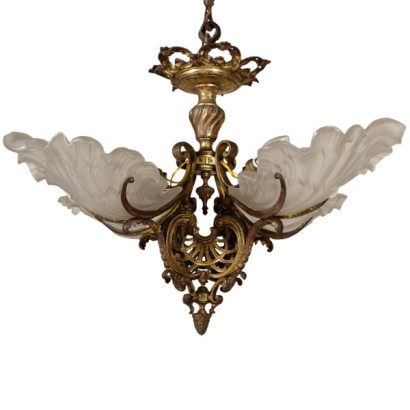 Bronze and Glass Ceiling Lamp