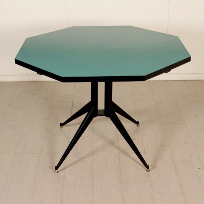 {* $ 0 $ *}, table des années 50-60, table des années 50, table des années 50, table des années 60, années 60, table vintage, table d'antiquités modernes, table Formica, table octogonale, vintage italien, antiquités modernes italiennes