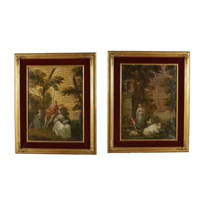 Matching Paintings on Leather 18th Century