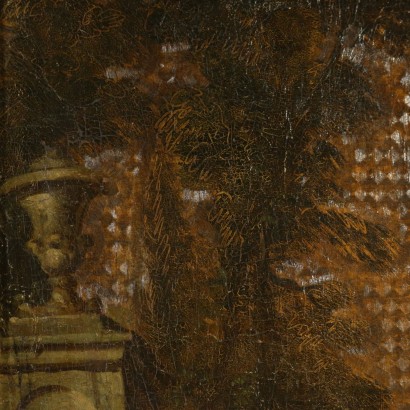 di mano in mano, dipinti su cuoio, coppia di dipinti su cuoio, scena galante, scena pastorale, cuoio dipinto, cuoio dipinto 700