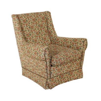 {* $ 0 $ *}, fauteuil années 50, années 50, fauteuil rembourré, revêtement en tissu, fauteuil moderne, fauteuil vintage, vintage italien, antiquités modernes italiennes