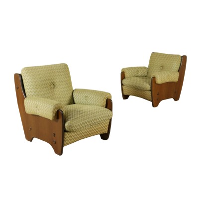 {* $ 0 $ *}, fauteuils 60's, fauteuils vintage, fauteuils modernes, paire de fauteuils, fauteuils noyer, 60's, mobilier vintage