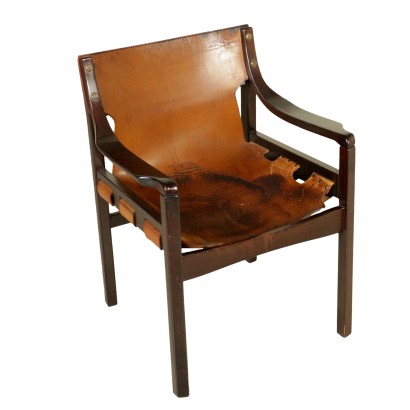 {* $ 0 $ *}, silla vintage, silla moderna, silla de los años 60, silla de cuero de los años 60, silla con reposabrazos, asiento de cuero, silla con reposabrazos, italiano vintage, italiano moderno, asiento vintage