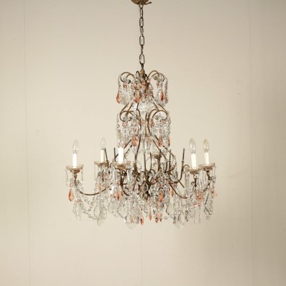 {* $ 0 $ *}, six-arm chandelier, antique chandelier, antique chandelier, 900 chandelier, early 1900s chandelier, early 1900s chandelier