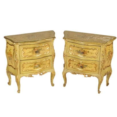 chevets, chevets anciens, paire de chevets, chevets laqués, chevets bois laqué, chevets 900, chevets début 900, chevets début 900, chevets décorés, {*$ 0$*}, anticonline, baroque tables de chevet de style, tables de chevet baroques