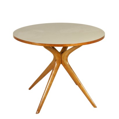 {* $ 0 $ *}, 50's table, 50's, vintage table, modern table, round table, round top, formica table, formica top, beech table
