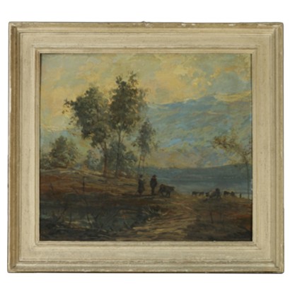 Umberto Ziveri (1891-1971), Paysage avec du bétail et des bergers