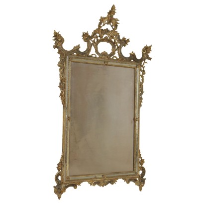 {* $ 0 $ *}, Rococo style mirror, Rococo mirror, Piedmontese mirror, carved mirror, antique mirror, antique mirror, 900 mirror