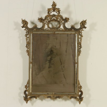 {* $ 0 $ *}, Rococo style mirror, Rococo mirror, Piedmontese mirror, carved mirror, antique mirror, antique mirror, 900 mirror