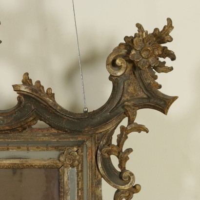 {* $ 0 $ *}, Rococo style mirror, Rococo mirror, Piedmontese mirror, carved mirror, antique mirror, antique mirror, 900 mirror