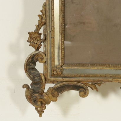 {* $ 0 $ *}, Rococo style mirror, Rococo mirror, Piedmontese mirror, carved mirror, antique mirror, antique mirror, 900 mirror