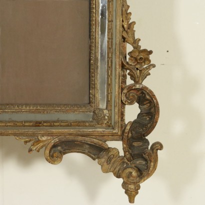 {* $ 0 $ *}, Rococo style mirror, Rococo mirror, Piedmontese mirror, carved mirror, antique mirror, antique mirror, 900 mirror