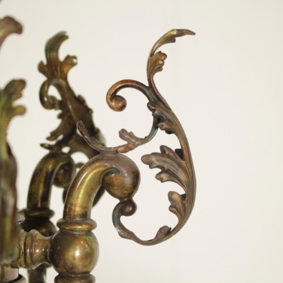 {* $ 0 $ *}, candelabro de techo, candelabro de bronce, candelabro de tazón de vidrio, candelabro vintage, candelabro de diseñador, candelabro italiano, candelabro del siglo XX, candelabro 900