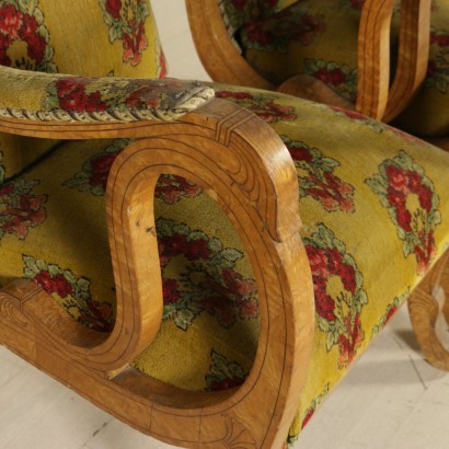 Pair of Inlaid Biedermeier Armchairs Austria 19th Century