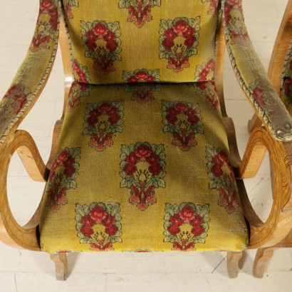 Pair of Inlaid Biedermeier Armchairs Austria 19th Century