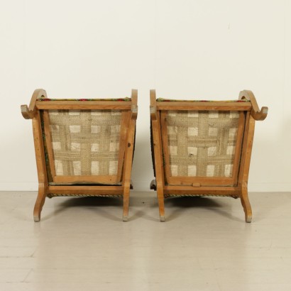 Pair of Inlaid Biedermeier Armchairs Austria 19th Century