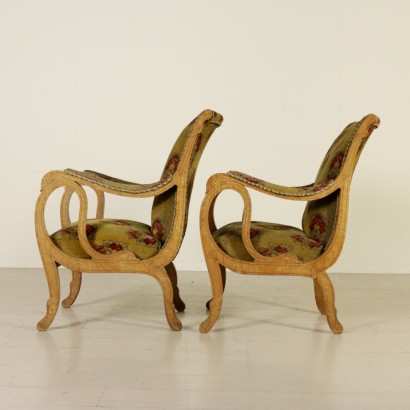 Pair of Inlaid Biedermeier Armchairs Austria 19th Century