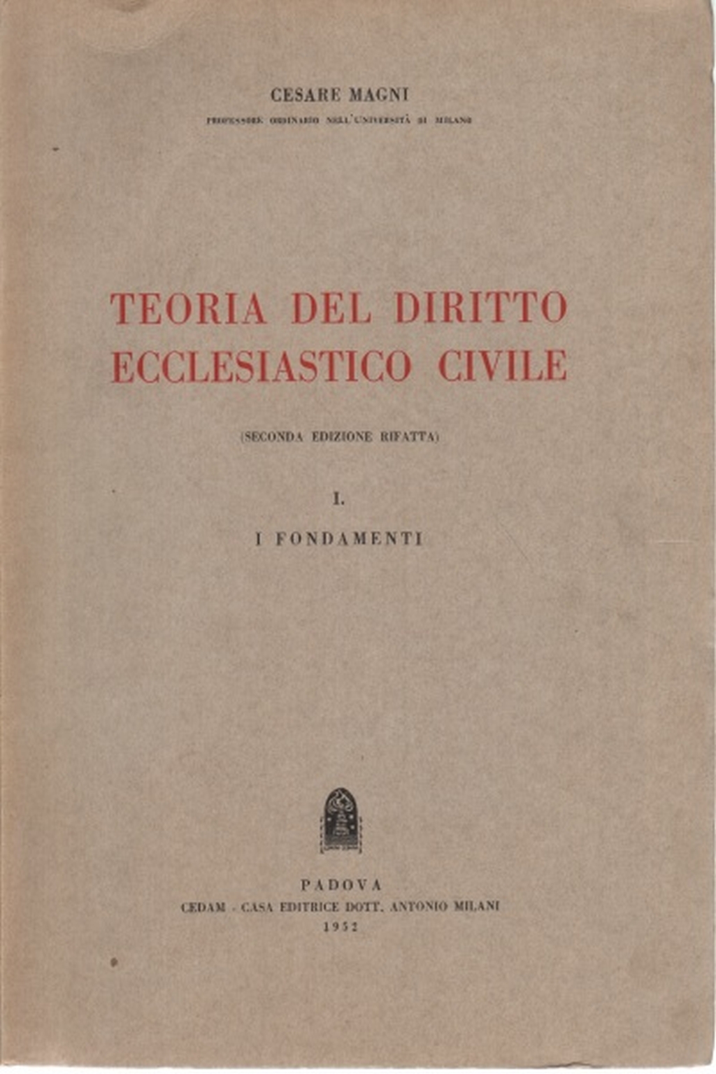 Teoria del diritto ecclesiastico 1, Cesare Magni