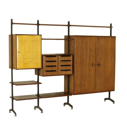 {* $ 0 $ *}, le Cabinet des années 50-années 60, 50 ans cabinet, 60 armoire, armoire bibliothèque, armoire bibliothèque vintage, bibliothèque antique moderne, bibliothèque ouverte, bibliothèque avec des conteneurs, placage bibliothèque en acajou, bibliothèque en acajou, bibliothèque moderne, italien vintage, Antiquités italiennes modernes