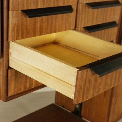 {* $ 0 $ *}, 50s-60s gabinete, 50s gabinete, 60s, gabinete estantería, cosecha gabinete librería, biblioteca antigua moderna, estantería abierta, estantería con contenedores, caoba chapa estantería, caoba estantería, librero moderno, vintage italiano, Antigüedades italianas modernas