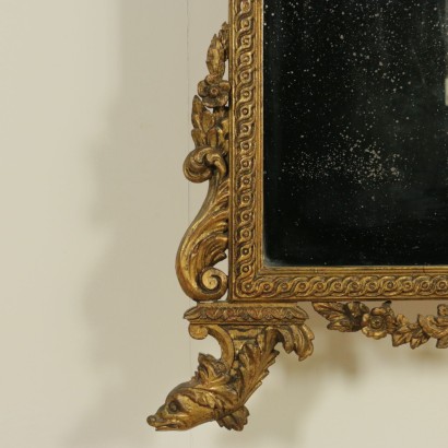 {* $ 0 $ *}, miroir de style, miroir 900, miroir doré, miroir en bois doré, miroir du début des années 1900, miroir du début des années 1900