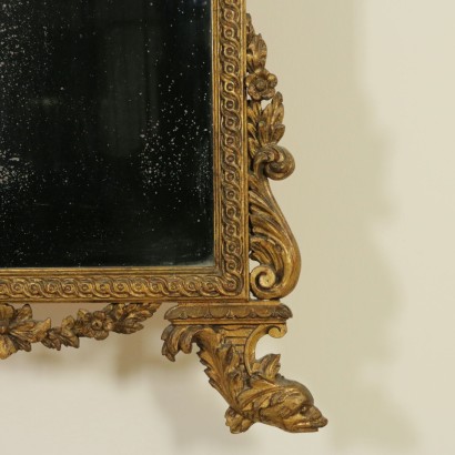 {* $ 0 $ *}, espejo con estilo, espejo 900, espejo dorado, espejo de madera dorada, espejo de principios del siglo XX, espejo de principios del siglo XX