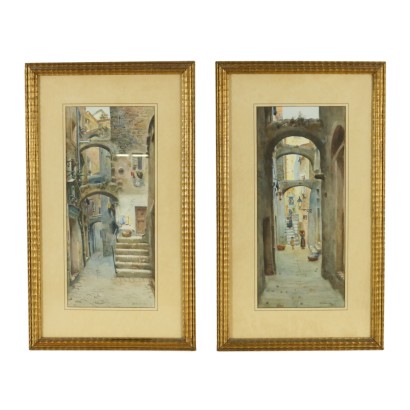 Pair of watercolors by Michele Allavena