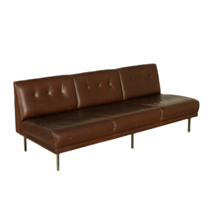 {* $ 0 $ *}, sofá de los años 60, sofá vintage, vintage de los 60, sofá de cuero sintético, años 60, vintage italiano, asientos vintage
