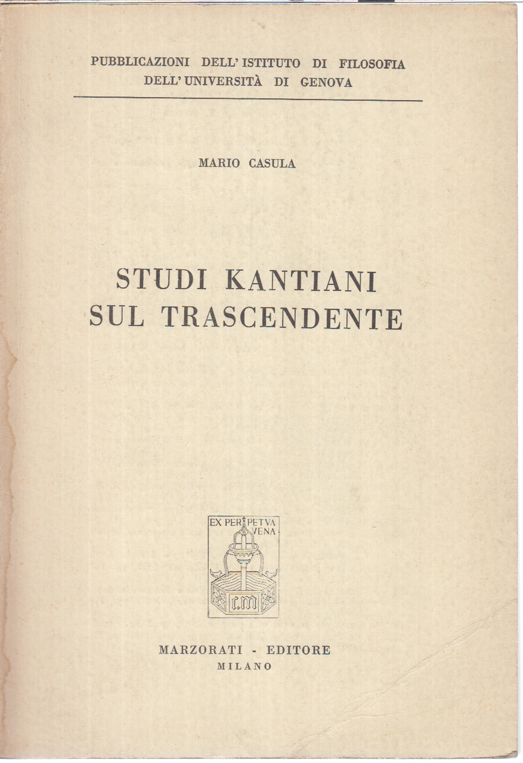 Studi kantiani sul trascendente, Mario Casula