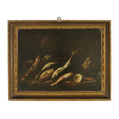 Nature morte avec des poissons et shell