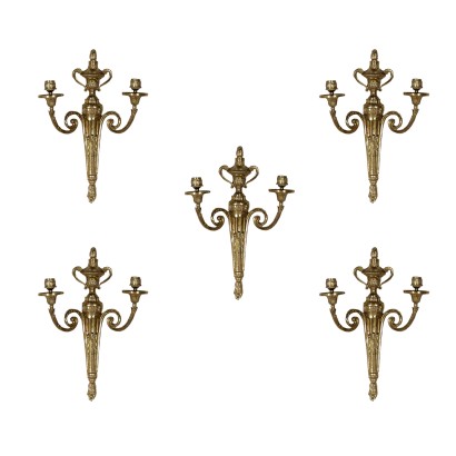Group of five wall lamps