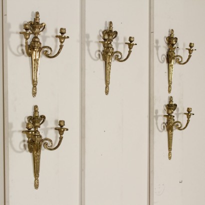 Group of five wall lamps