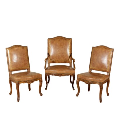 Armchair and pair of chairs in the style