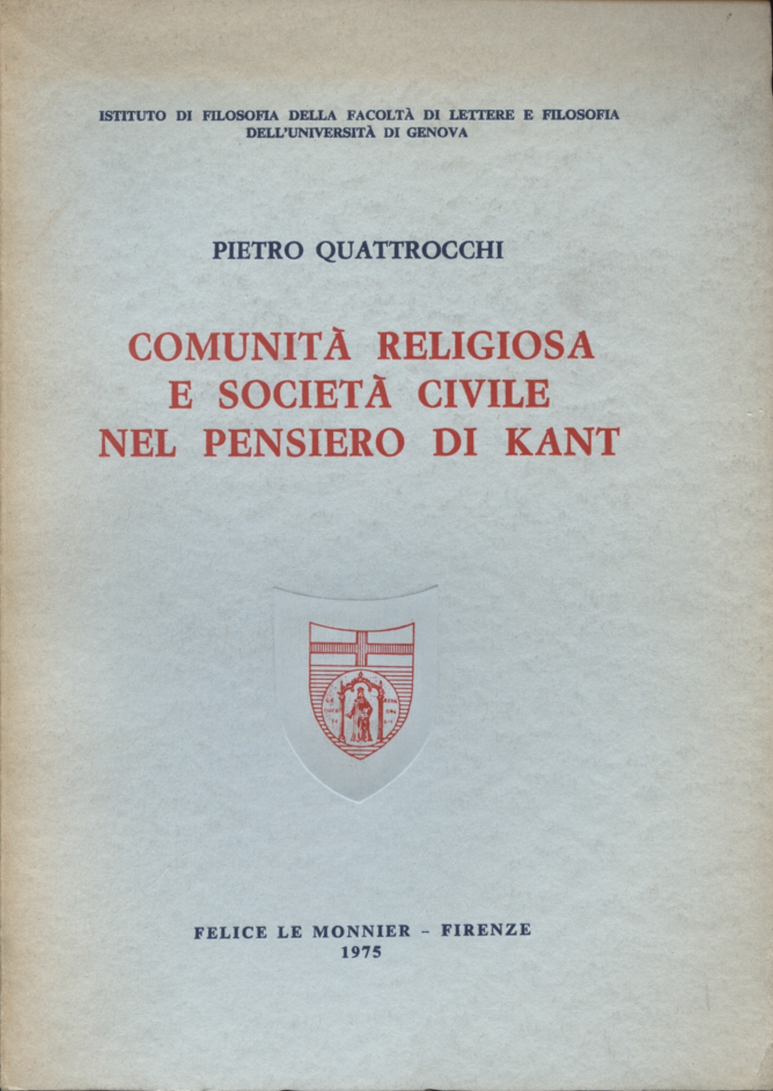 Comunità religiosa e società civile nel pensiero d, Pietro Quattrocchi