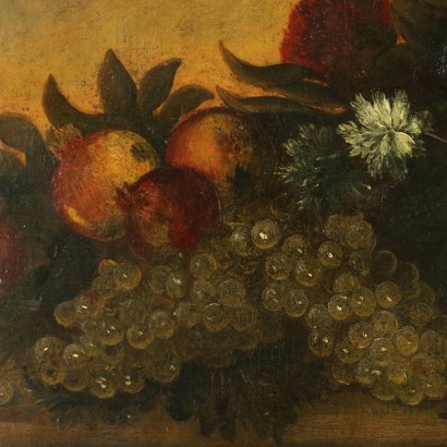 Bodeg&#243;n con flores y frutas