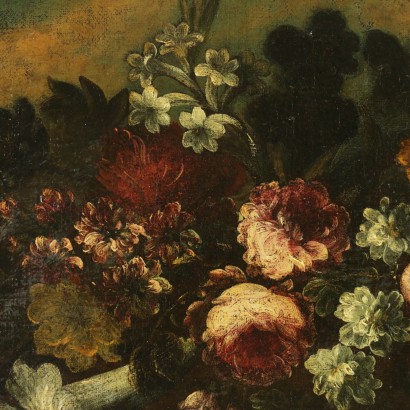 Still life with flowers and fruit