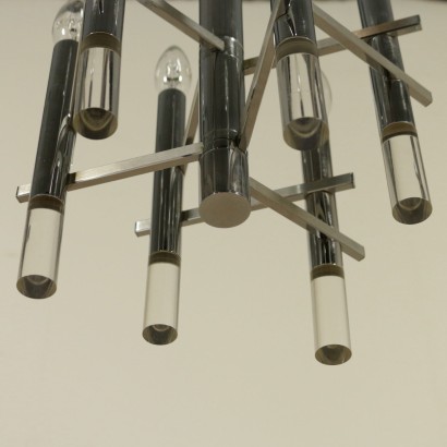 Ceiling Lamp by Sciolari Chromed Metal Acrylic Vintage Italy 1970s
