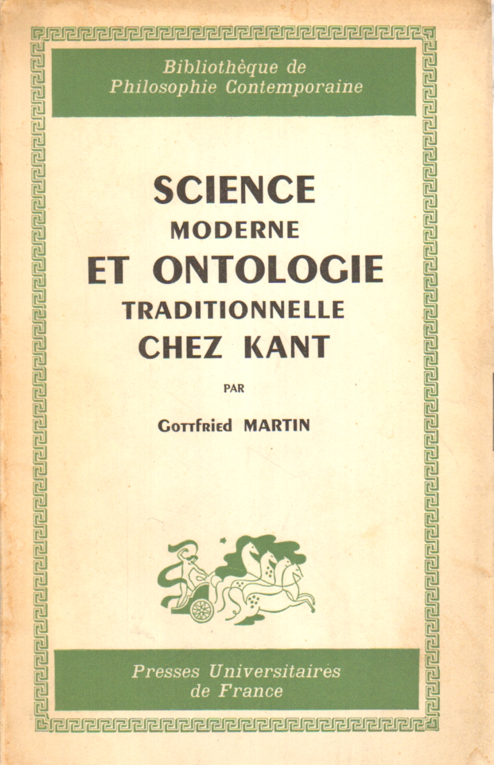 Science moderne et ontologie traditionnelle chez K, Gottfried Martin