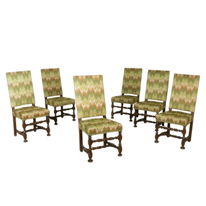 Gruppo di sei sedie a rocchetto