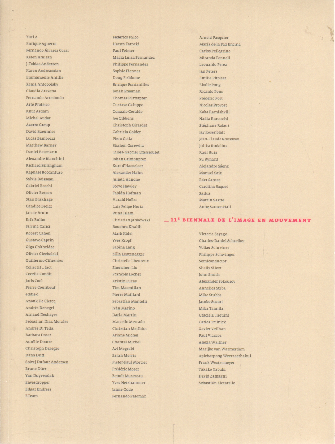 Onzième Biennale de l'image en mouvement, AA.VV.