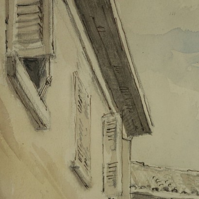 N. Aleksandrovic Benois Aquarelle et Encre sur Papier Italie 1952