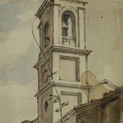 N. Aleksandrovic Benois Watercolor and Ink on paper Italy 1953
