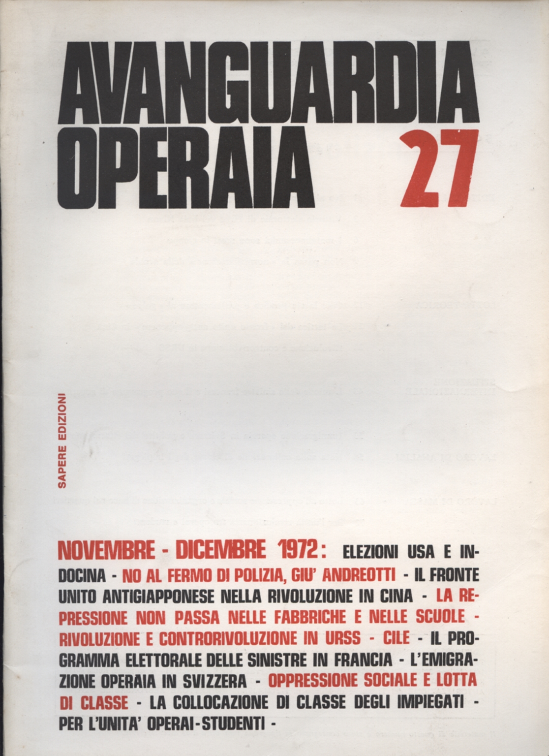 Avanguardia operaia n. 27 novembre - dicembre 197, AA.VV.