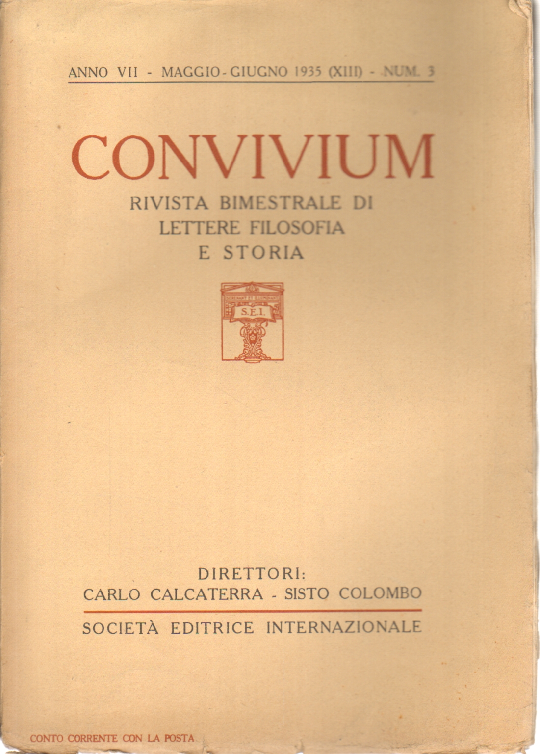 Convivium. Anno VII. Numero 3. 1 Maggio-30 Giugno , AA.VV.