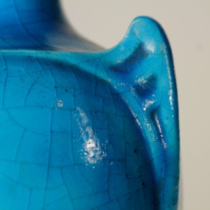 Vase Lachenal Céramique Majolique Turquoise Premier '900