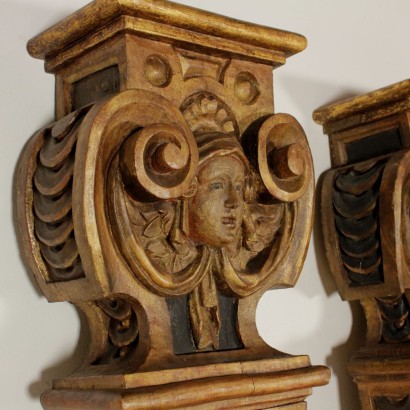 Pair of Wood Caryatids