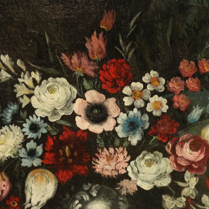 Pair of Still Life with Flowers and Fruit - detail