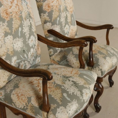 Pair of Armchairs with Footrest