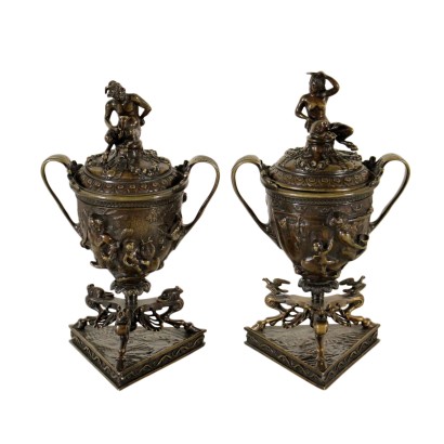 antiques, objects, antiques objects, ancient objects, ancient Italian objects, antiques objects, neoclassical objects, objects from the 19th century, Pair of Perfume Burners by Antonio Pandi, Antonio Pandiani, Antonio Pandiani