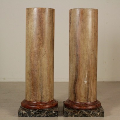 Pair of Columns Made of Scagliola
